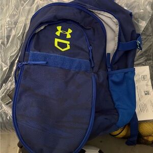Under Armour Blue Athletic Backpack with Neon Logo